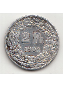 1904 - Svizzera Argento 2 Francs Silver Switzerland Standing Helvetia